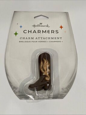 Hallmark Charmers Brown Cowboy Boot Charm with Gold Design